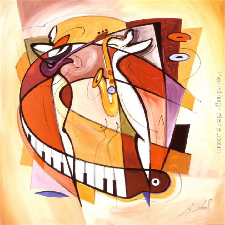 Wailing on the Sax painting - Alfred Gockel Wailing on the Sax art painting